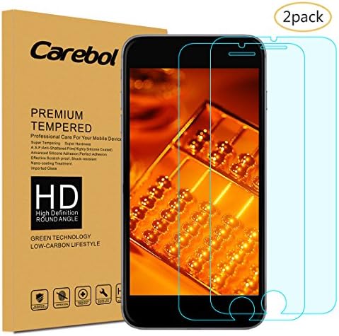 Carebol Clear Premium Tempered Glass Screen Protector for iPhone 7(4.7 inch),[Anti-scratch][High Definition][Anti-fingerprint][Bubble-free](Pack of 2)