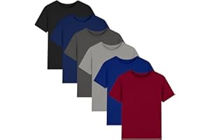 Phedrew 6 Pack Boys Athletic Quick Dry T Shirts Short Sleeve Moisture Wicking Tee Shirts Active Tops for Kids Youth