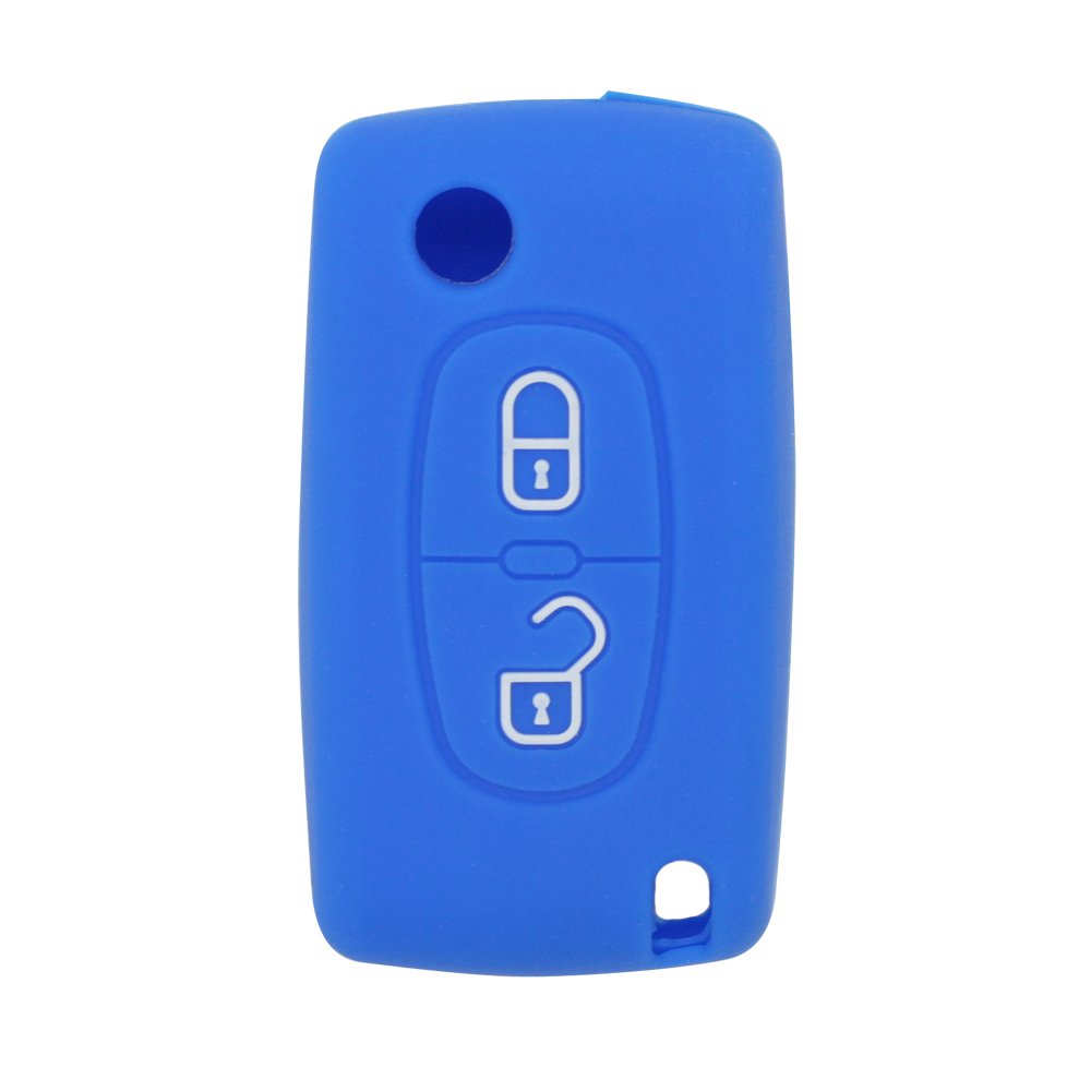 BROVACS Silicone Cover Protector Case Holder Skin Jacket Compatible with PEUGEOT CITROEN 2 Button Flip Remote Key Fob CV4302 Deep Blue