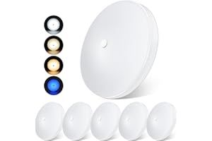 acegoo RV 3CCT 4.5'' LED Ceiling Dome Light, 3000K/4500K/6000K Switchable with Blue Nightlight 12V Puck Light for Motorhome Camper Trailer Boat, Surface Mount w/Dimmer Switch (6 Pcs)