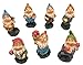 Blugood 7 Set Mini Gnome Figures Garden Decoration - Seven Dwarfs Statues