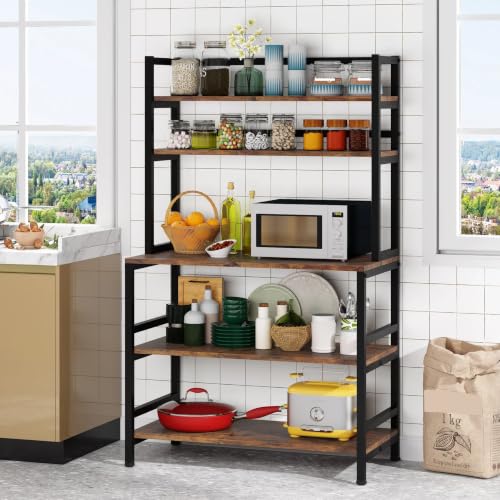 STAR BURN Estantería de Cocina Organizadora 5 Niveles para Microondas - Mueble de Almacenamiento en Madera de Alta Calidad, Alacena Moderna para Cocinas Pequeñas 80 * 40 * 168cm