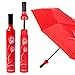 Vinrella Bottle Umbrellas | Compact, Light, No Drip, Fun Gift, Manual, Waterproof, Anti-UV | Small Folding Bottle Umbrella for Rain (Wine Bottle, Peacock Red)