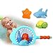 Baby Bathing Toys For 9 Months+ Toddlers Boys & Girls Fun Time, 6 Floating Soft Rubber Animals Water Tub Toys Squirts/Sound With Shark Fishing Spoon-Net, Kids' Bathtub Toys