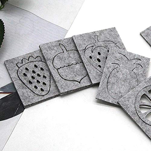 Shuohu 6Pcs 12 Fruit Head + 4 Geometry DIY Felt Mold Strawberry/Pineapple DIY Craft Applique Stencil Template 6pcs