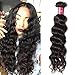 Dinoce Compatible with Longqi Beauty Brazilian Natural Wave Virgin Hair 1 Bundle Unprocessed Remy Human Natural Wavy Hair Weave, Natural 1b Color Can Be Dyed, 100g (14 Inches)