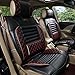 Amooca Universal Front Rear Car Seat Cushion Cover Black 6pcs Full Set Needlework PU Leather
