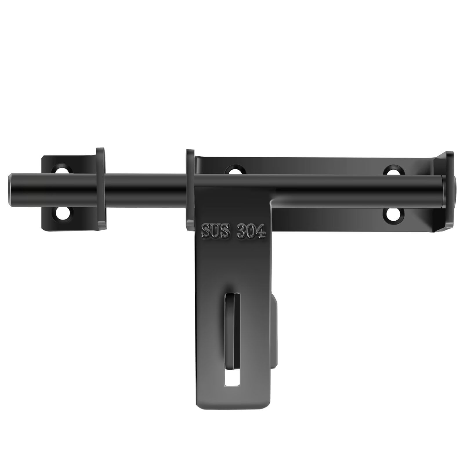 Sayayo Gate Latch for Wooden Gates, Garden Gate Lock Heavy Duty SUS304 Stainless Steel Solid Door Bolt 160MM Length, 13MM Dia Bar, Matte Black (Not Including Padlock)
