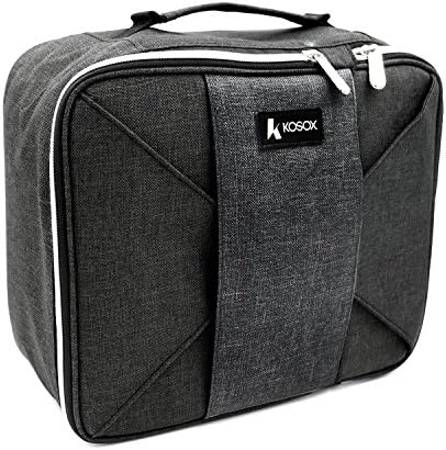 KOSOX Thermal Insulated Lunch Tote Cooler Bag Unisex Lunchbox with Adjustable Shoulder Strap(Black Grey)