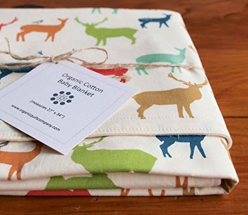 Organic Baby Blanket, Multicolored Elk Family