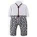 FEYG Baby Boy Romper Suit Set Toddler Clothing Jumpsuit Outfits With Strap & Bowtie
