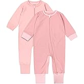 Teach Leanbh Baby Boys Girls 2-Pack Footless Pajamas Cotton 2 Way Zipper Long Sleeve Romper Jumpsuit Sleep and Play