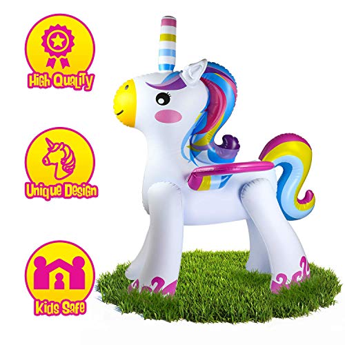 Prextex 5 Ft. Inflatable Water Sprinkler Unicorn Yard Sprinkler Water