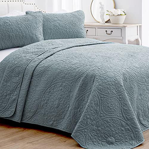 SEMECH Quilts Queen Size Bedspreads Cotton Coverlets Blue, Lightweight
