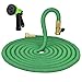 Expandable Garden Hose with 8 Pattern Hand Spray Nozzle Solid Brass Ends Lightweight Flexible Watering Hose Double Latex Core, Extra Strength Fabric 50ft(Green)