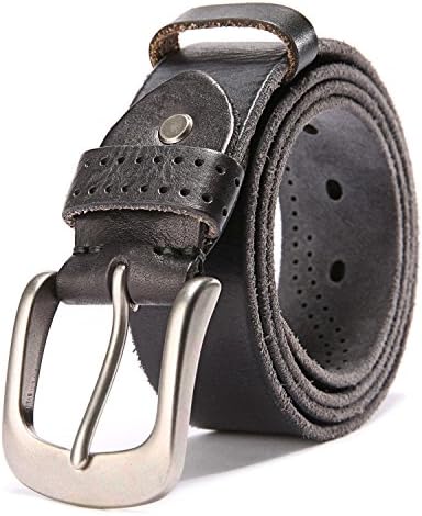 HYHZ Leather Belt Men Casual (50"(125cm), Black)