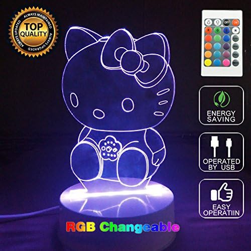 Creative 3D Vision Night Lights Bedroom Nedside Lamp Hollo Kitty Birthday Gift Wedding Gifts Valentine's Day Parents Christmas Gift