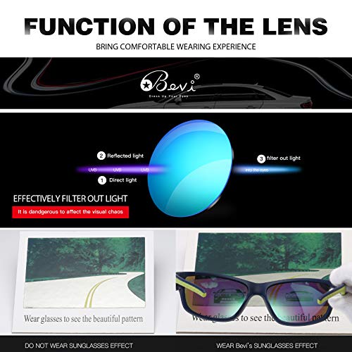 Bevi Men's Polarized Rectangular Wrap Around Cycling Sunglasses TR90