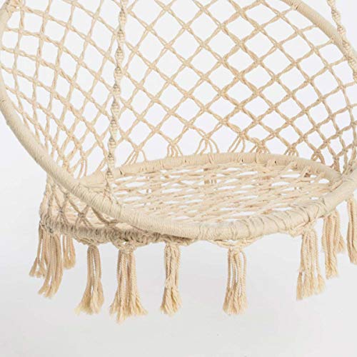 Hängesessel Nizza - mit rundem Sitzkissen - Outdoorgeeignet - Sitzfläche ca. Ø 55 cm - Belastbarkeit max. 100 kg - Beige – Bild 4