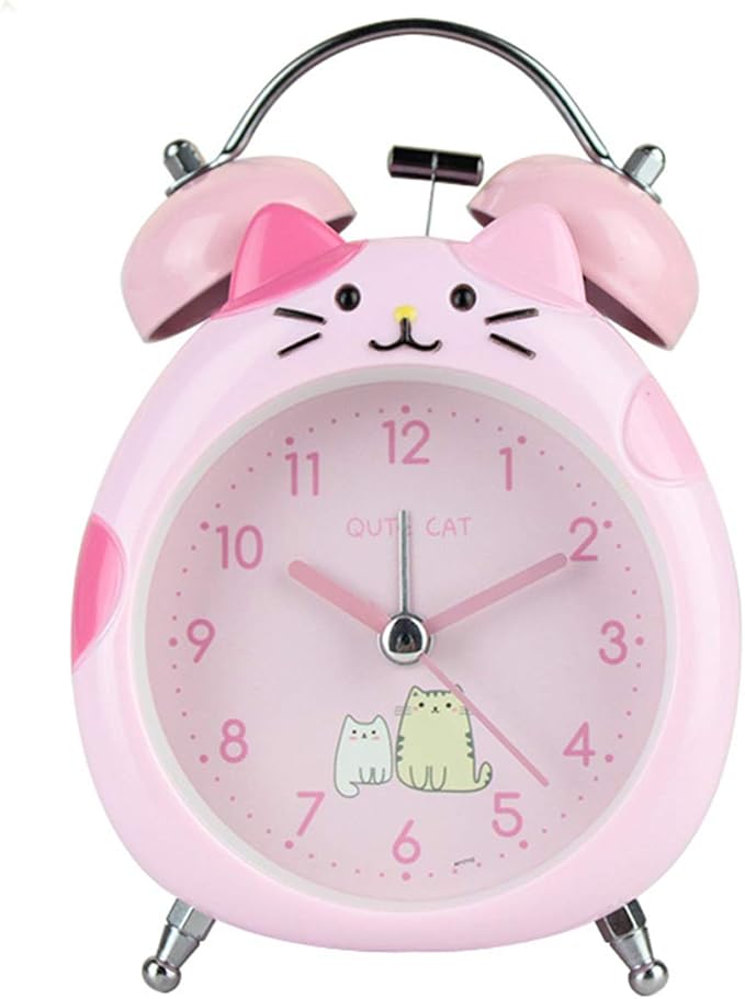 JINSERTA Cat Alarm Clock for Girls, Cartoon Alarm for Kids