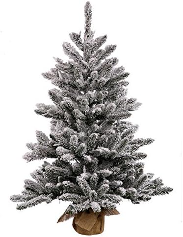 Vickerman White/Green Plastic 36-inch Flocked Anoka Pine Artificial Christmas Tree with 100 Clear Lights