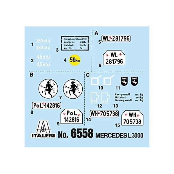 ITALERI 6558S - 1:35 Mercedes Benz L3000 , Modellbau, Bausatz, Standmodellbau, Basteln, Hobby, Kleben, Plastikbausatz, detailgetreu – Bild 5