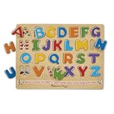 Melissa & Doug Alphabet Sound Puzzle - Wooden Peg Puzzle With Sound Effects (26 pcs)
