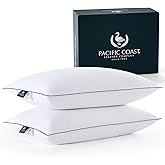 Pacific Coast Goose Down Fiber Pillows, Bed Pillows for Back, Stomach and Side Sleepers, Luxury Hotel Pillow, Downproof, Medium, Standard Size Set of 2