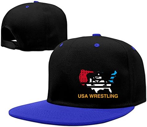 USA Flag Wrestling Hard Panel Snapback Hat RoyalBlue