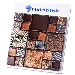 Special Carving Mosaic Art Accent Tile Red Brown Color Glass Wall Backsplash Tiles Rose Gold Metal Kitchen Bath Walls Decor TSTFLY16 (1 Sample 12x12 Inches)