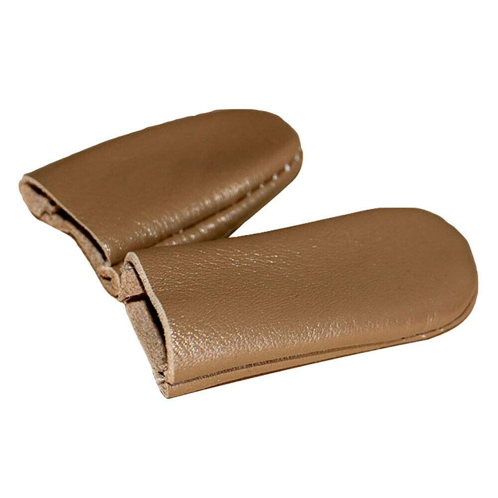 POWERTOOL Knitting Protector, 2pairs Leather Finger Protector Soft Comfortable Thumb Index Finger Thimble for DIY or Handcraft(Random Color)