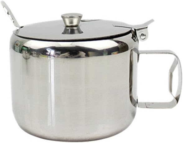 UGKSHHLDHDSDG Stainless steel sugar bowl, stainless steel seasoning cylinder Handle spice box Seasoning jar with spoon Spice cans Stainless steel salt server-A diameter8cm(3inch)