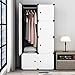 KOUSI Portable Closet Wardrobe Closet Clothes Closet Bedroom Armoire Storage Organizer with Doors, Spacious & Sturdy, Extra Space & Durable Black, 5 Cubes 1 Hanging Clothes