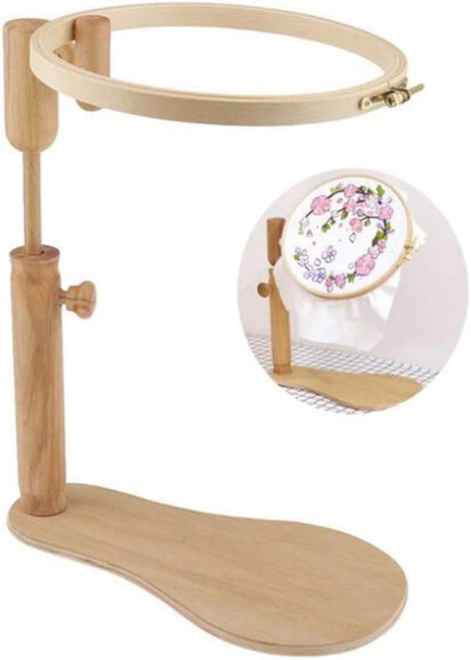 Cross Stitch Frame Stand, Adjustable Wooden Frame Embroidery Stand, Needlework Cross Stitch Floor Stand,Needlework Lap Frame Sewing Tool,Tabletop Tapestry Hoops, Wood Embroidery Hoop Cross Stitch Rack