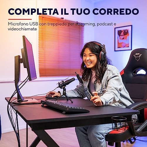 Trust Gaming GXT 232 Mantis Microfono USB per Streaming, Shock-Mount, Filtro Pop e Treppiede, Microfono per PC, Computer, PS4, PS5, Podcast, Vlog - Nero