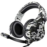 Gaming Headset for PS4, Xbox One, PC, Mac, Gaming Headphones with Mic (White Camo)