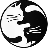 visarn YIN YANG CAT Chinese KUNG FU Tea Kwan DO Tattoo Size 2.5 inch Biker Motorcycle Helmet Heavy Truck Emo Rock Sign Sticker x 2 Pack for Car SUV Window Bumper Laptop Notebook Alert Sticker Decals