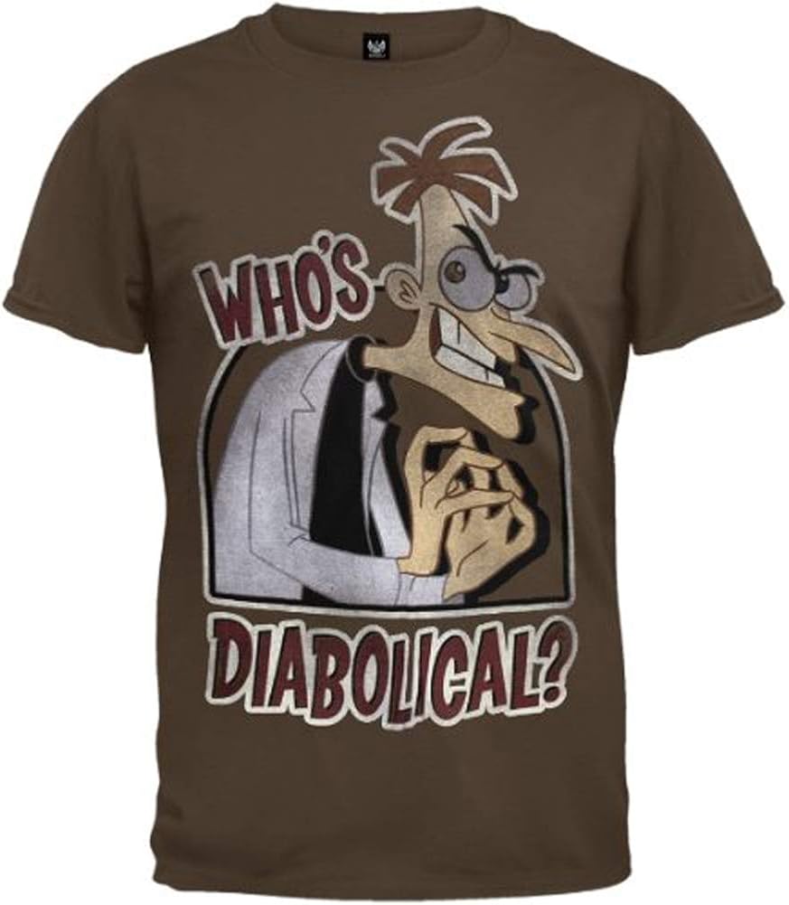Who's Diabolical Dr. Doofenshmirtz Phineas Ferb T-Shirt, Small, Brown