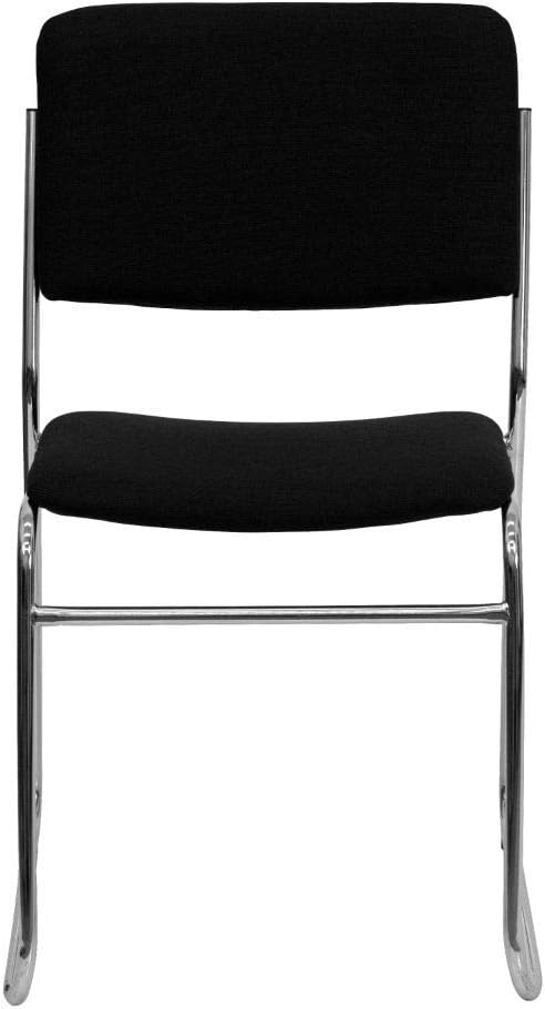 Flash Furniture HERCULES Series 500 lb. Capacity Black Fabric High Density Stacking Chair with Chrome Sled Base: Furniture & Decor