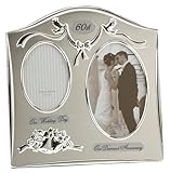 Two Tone Silver Plated 60th Diamond Anniversary Double Picture Frame By Haysom Interiors