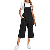 TAOHUADAO Womens Adjustable Jumpsuits Casual Wide Leg Overalls Summer Boho Sleeveless Loose Rompers with Pocket