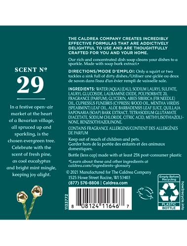 Caldrea Dish Soap, Biodegradable Dishwashing Liquid Made with Soap Bark and Aloe Vera, Juniper Laurel Mint Scent, 16 oz