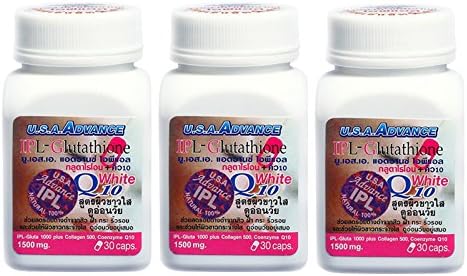 3 Bottles IPL Glutathione Plus 1000 Mg. Collagen, Coenzym Q10, Vitamin C Advance Formula