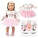 YOMORES Unicorn Dress for 18 Inch American Girl Doll Pink Long Sleeve Veil Soft Cotton Unicorn Dress(C3)