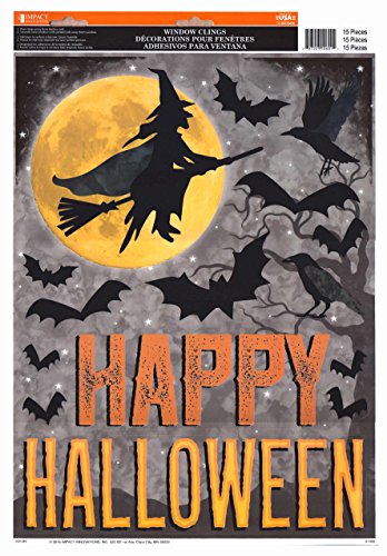 Happy Halloween Window Clings Classic Orange and Black