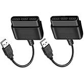 PS2 Controller to USB Adapter Converter, 2 Pack Compatible with PS1/PS2 Controller Gamepad to PS3/PC Controller No Need Driver
