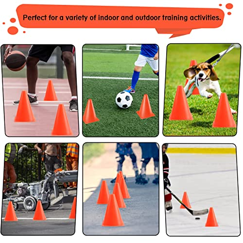 Excefore 7 Inch Plastic Traffic Cones 12Pcs Sport Training Agility Marker Cone for Soccer, Skating, Football, Basketball, Indoor and Outdoor Games
