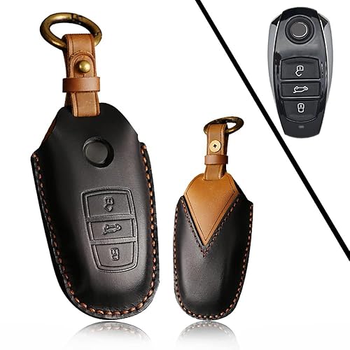 ontto Smart Remote Key Fob Cover Fit for VW,Leather Key Fob Holder