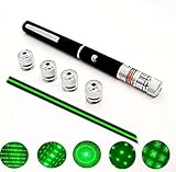 High Bright Green Ray Laser Pointer Pen Interactive Laser Toy Teaching Pen with 5 Different Light Beam Heads - Batteries Not Included