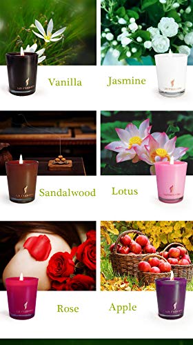 La roskey Scented Candles Gift Set - Vanilla, Rose, Jasmine, Sandalwood, Lotus and Apple, Candle Soy Wax for Stress Relief and Aromatherapy, Candles(6 - Pack) - Thumbnail 2